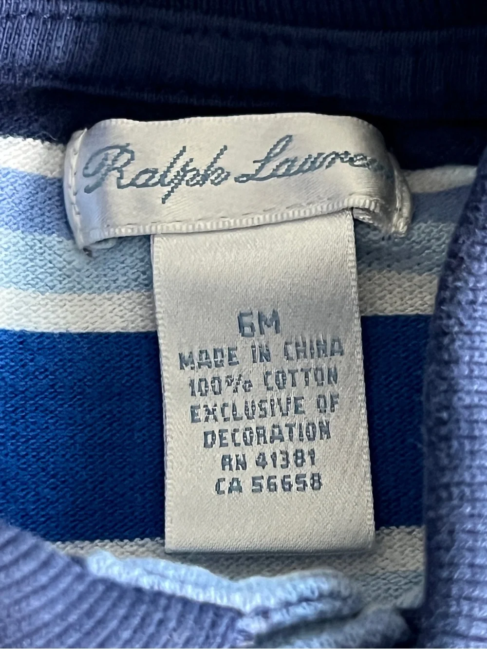 Ralph Lauren Baby Boys Striped Polo Romper 6M Blue Short Sleeve One Piece